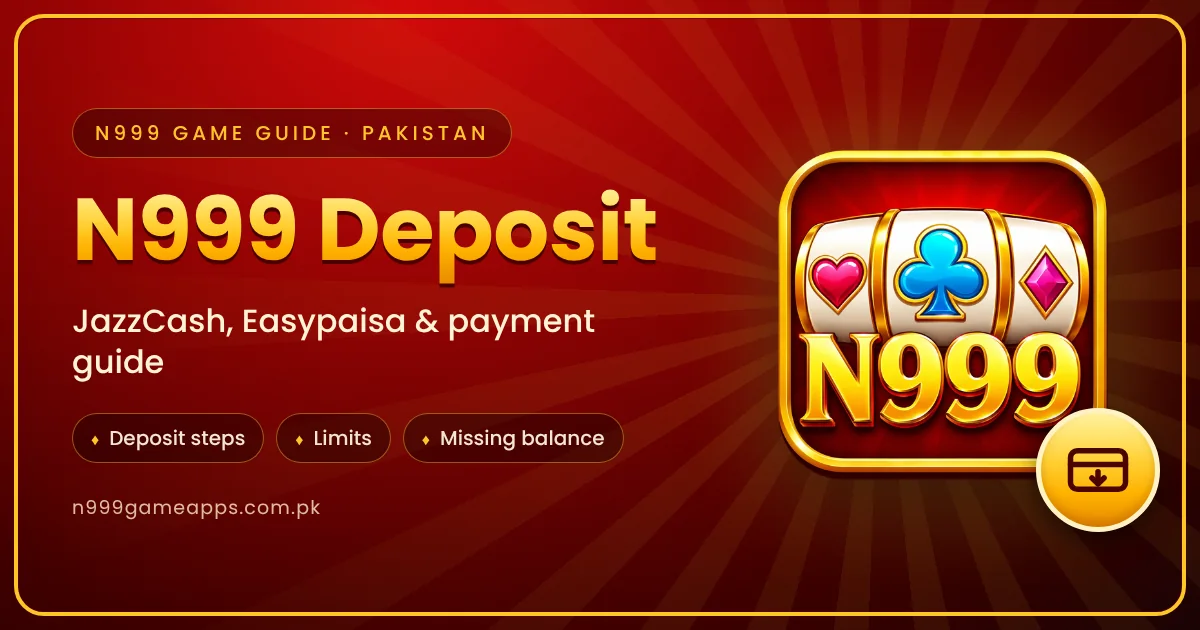N999 Deposit guide – JazzCash and Easypaisa payments
